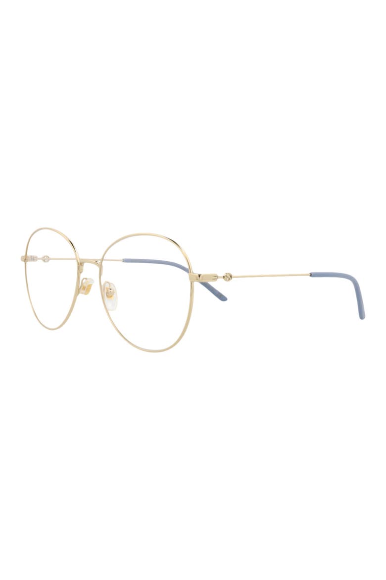 57mm Round Optical Glasses, Alternate, color, GOLD GOLD TRANSPARENT