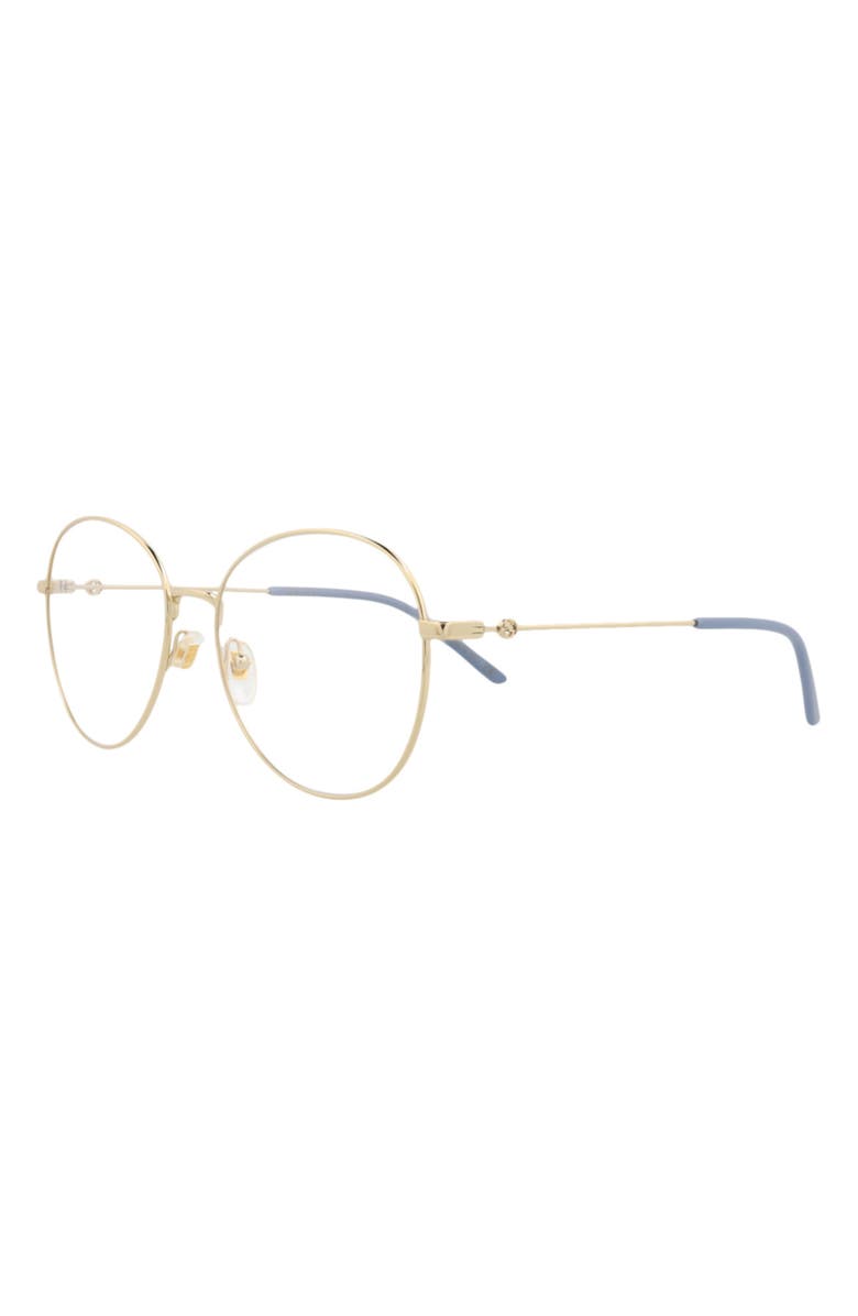 Gucci 57mm Round Optical Glasses, Alternate, color, Gold Gold Transparent