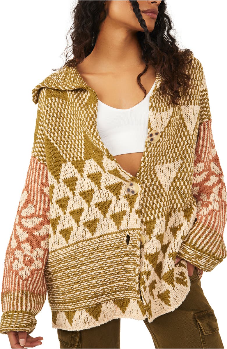 Free People Tate Mix Print Cotton Blend Cardigan, Main, color,