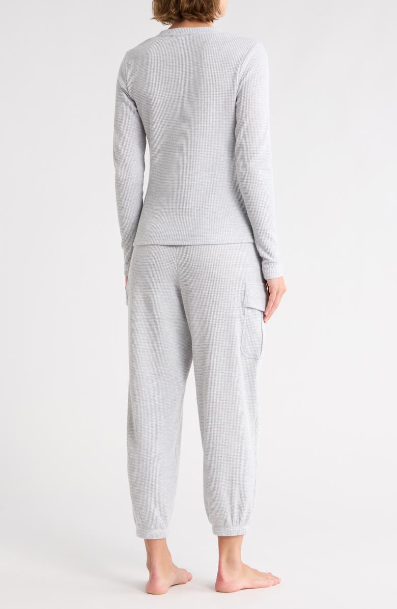 YOGALICIOUS Waffle Knit Henley & Cargo Joggers Pajamas, Alternate, color, Heather Grey