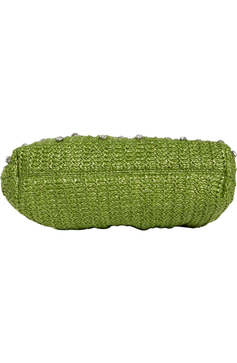 Jessica McClintock Violetta Rhinestone Studded Straw Frame Clutch, Alternate, color, Green