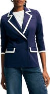 Isaac Mizrahi New York Ponte Knit Double Breasted Blazer