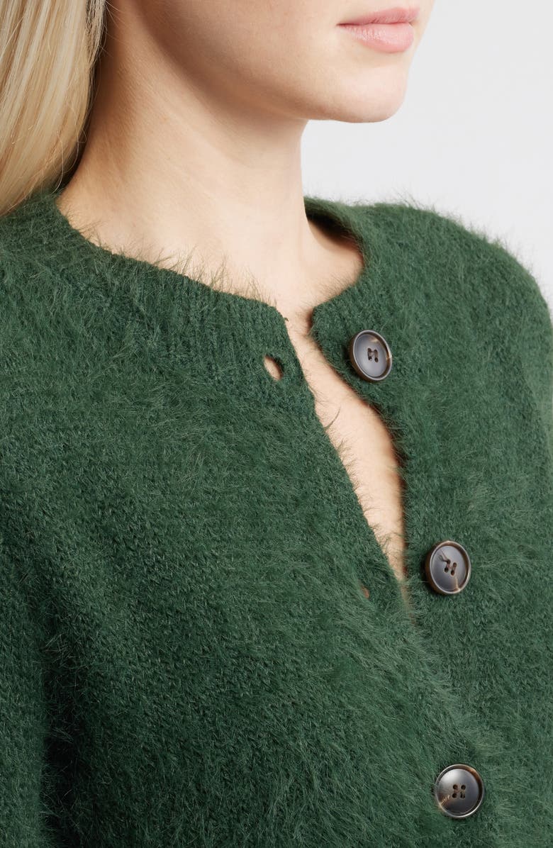 All in Favor Fuzzy Cardigan, Alternate, color, Hunter