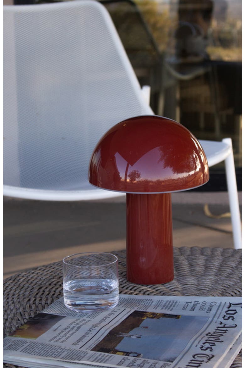 Celia 10" Portable Touch-Controlled Outdoor Patio Mushroom Table Lamp, Alternate, color, Red