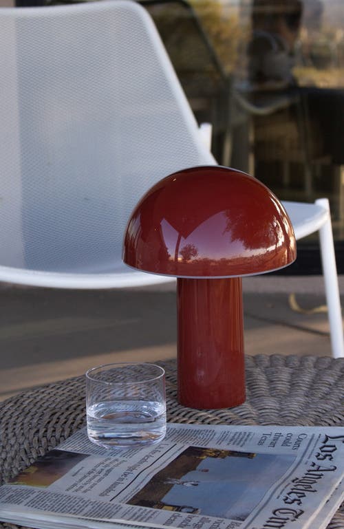 Brightech Celia 10" Portable Touch-controlled Outdoor Patio Mushroom Table Lamp In Red