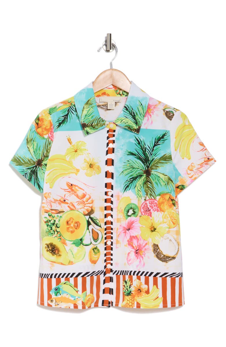 BY DESIGN Santorini Short Sleeve Button-Up Shirt, Alternate, color, Santorini