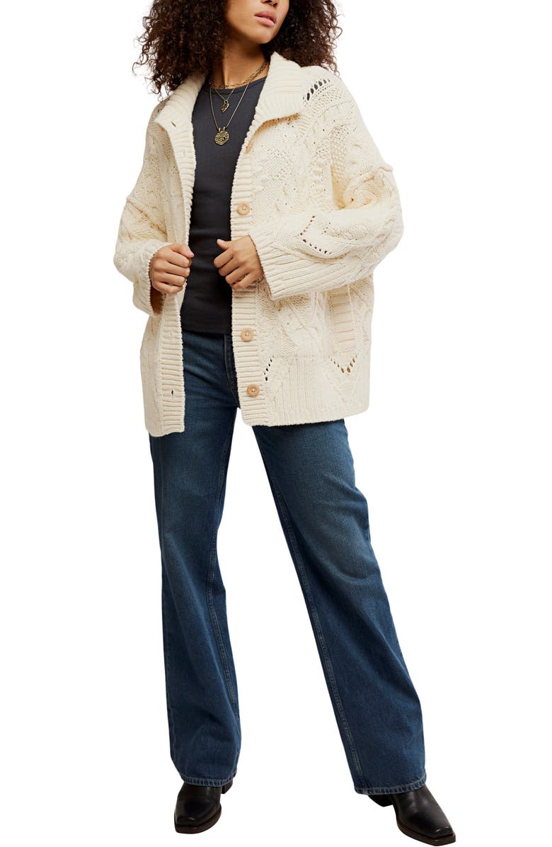 Free People Heart You Cotton Cardigan, Alternate, color, Ivory