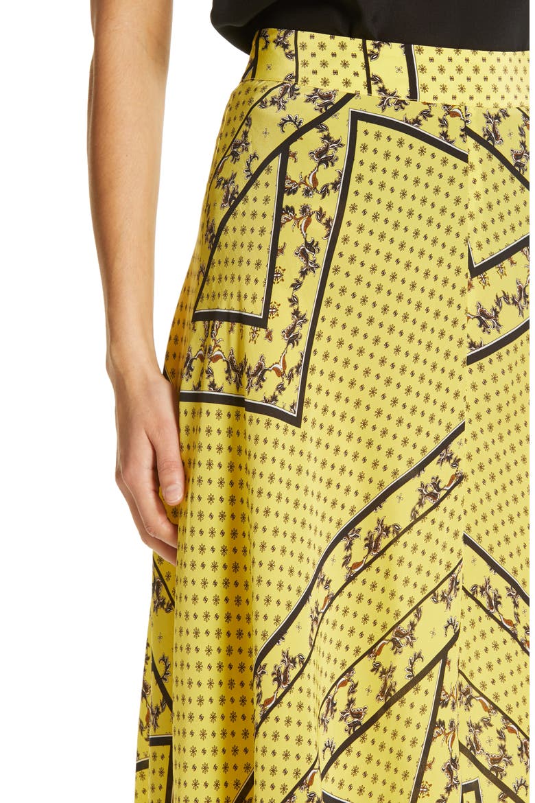Paisley & Floral Print A-Line Midi Skirt, Alternate, color, MINION YELLOW