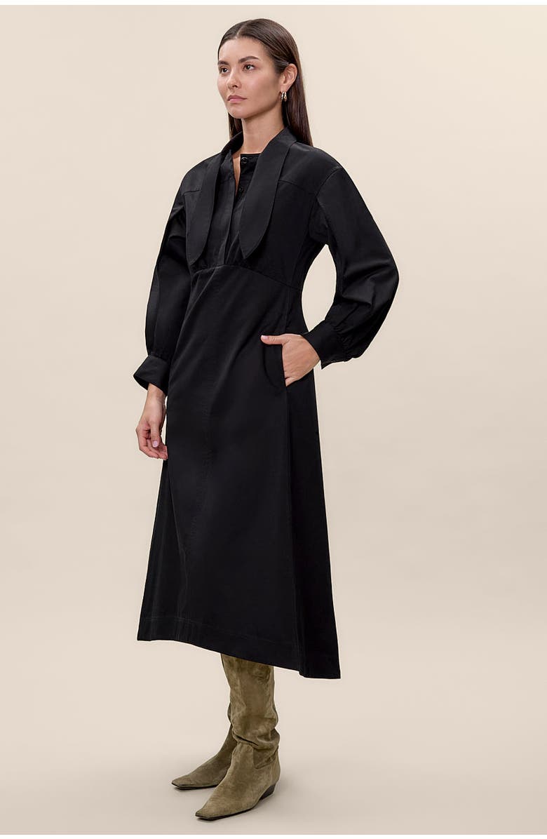 Rebecca Taylor Elspeth Twill Dress, Alternate, color, Black