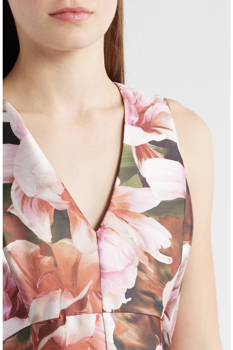Floral Box Pleat Sleeveless Ballgown, Alternate, color, PINK MULTI