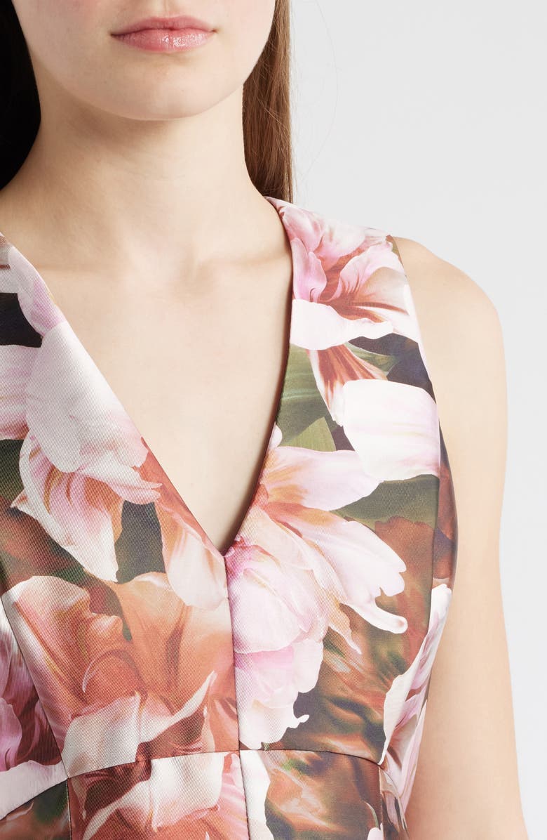 Julia Jordan Floral Box Pleat Sleeveless Ballgown, Alternate, color, Pink Multi