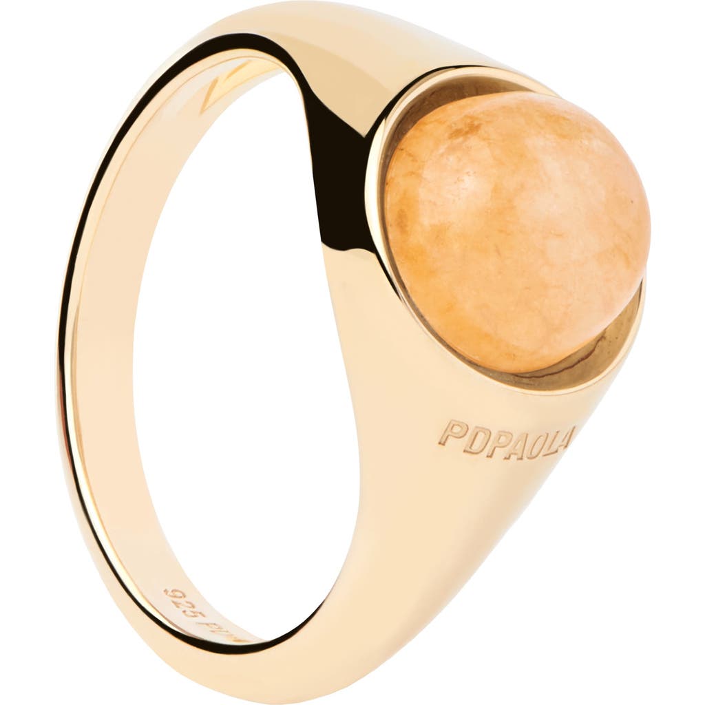 Pdpaola Aventurine Moon Ring In Yellow Aventurine