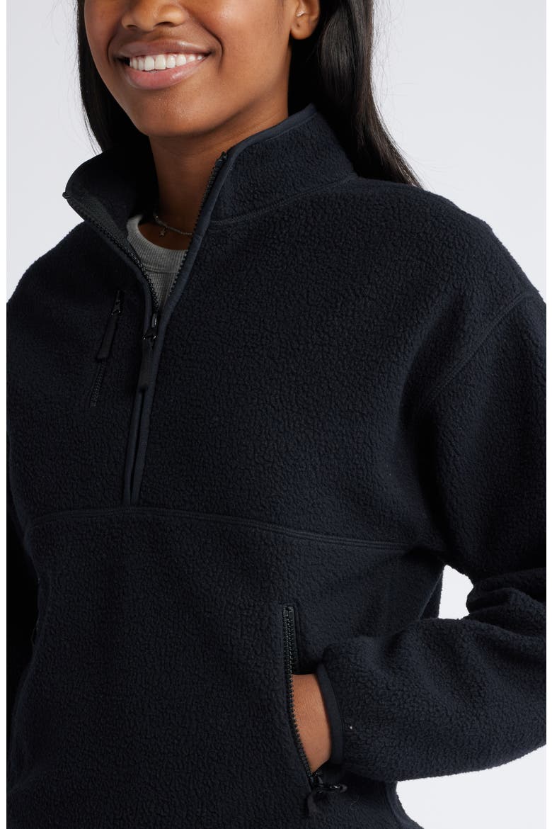 Fleece Quarter Zip Pullover, Alternate, color, BLACK