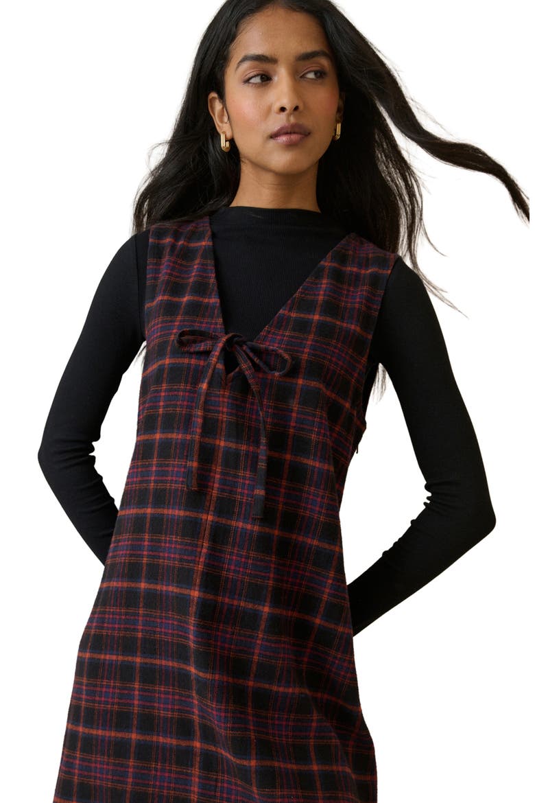Nila Plaid Pinafore Minidress, Alternate, color, MULTI