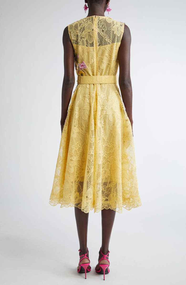 Oscar de la Renta Orchid Threadwork Floral Lace Fit 
Flare Dress, Alternate, color, 