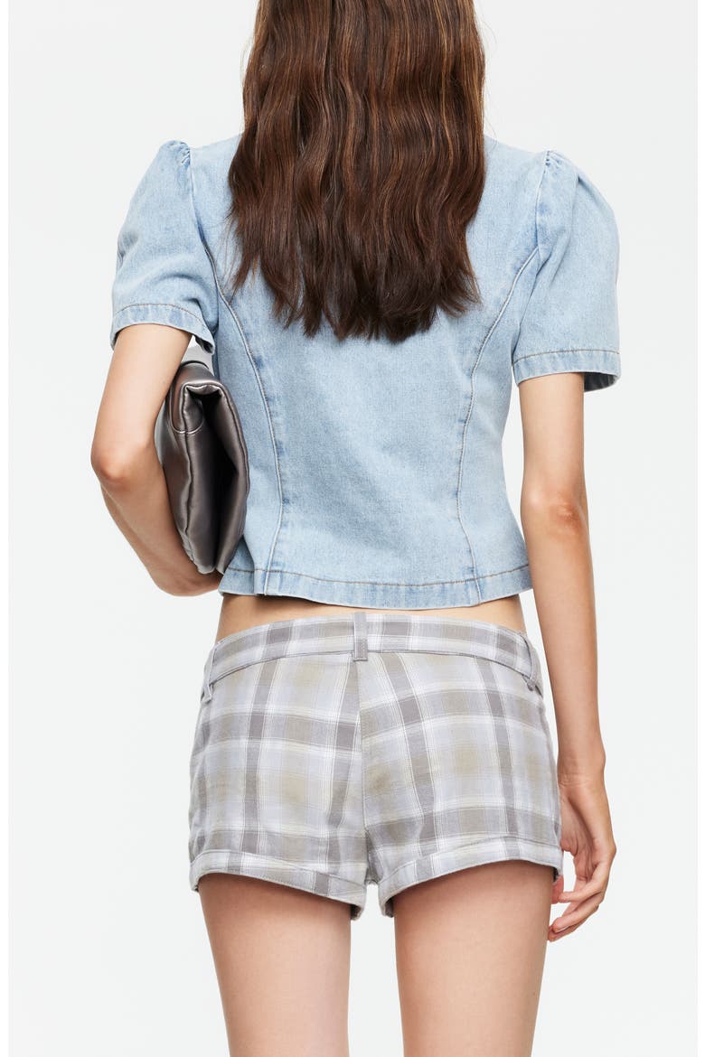 Puff Sleeve Denim Shirt, Alternate, color, LIGHT DENIM