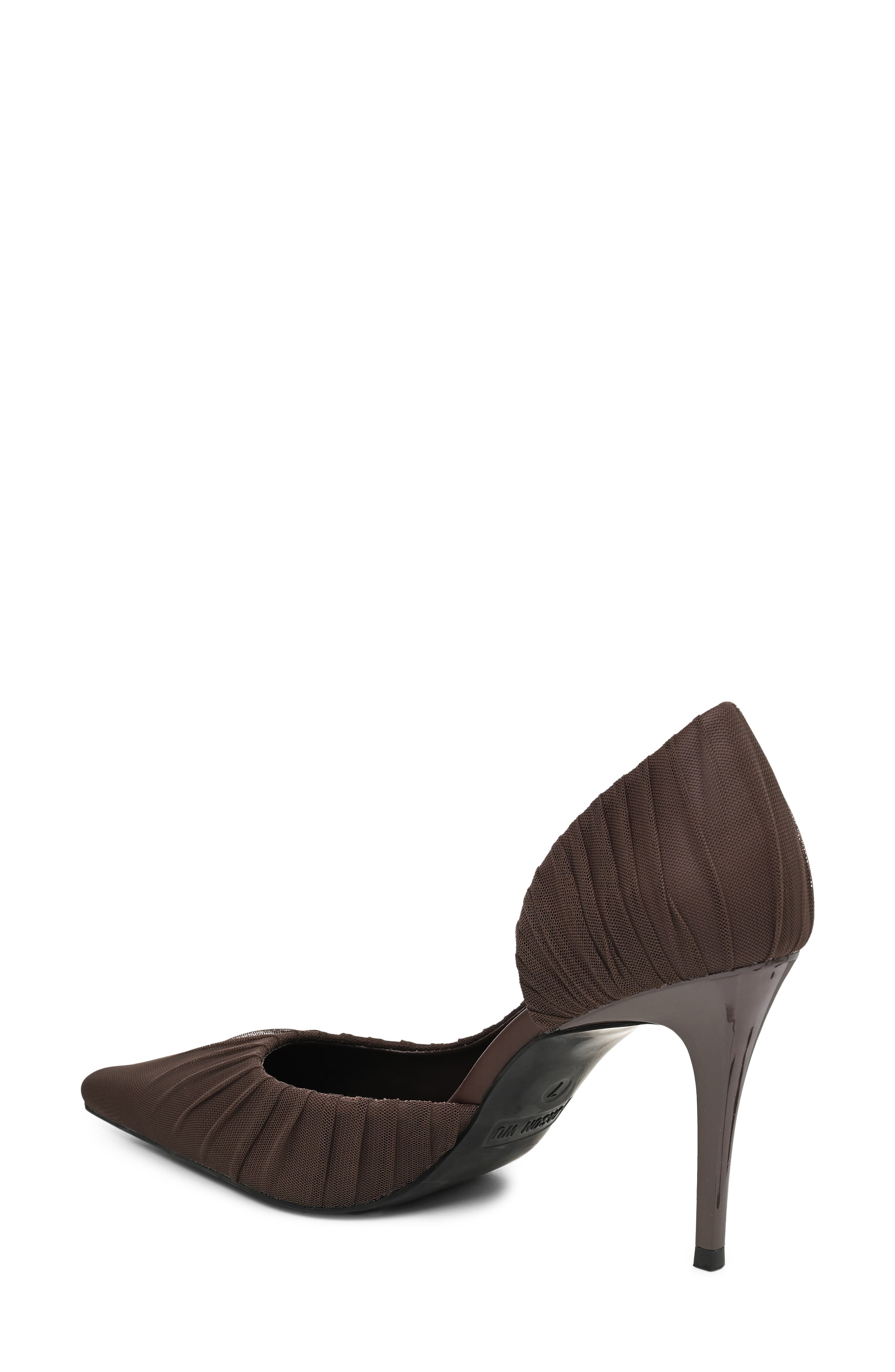 Pleated d'Orsay Pump, Alternate, color, CHOCOLATE