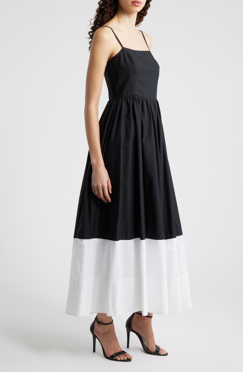 CeCe Colorblock Fit & Flare Midi Dress, Alternate, color, Rich Black