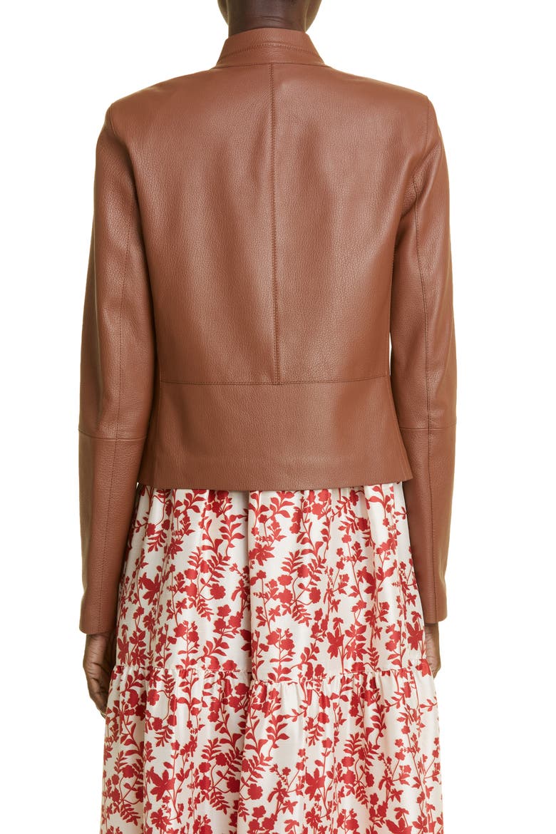 Split Stand Collar Leather Jacket, Alternate, color, VICUNA
