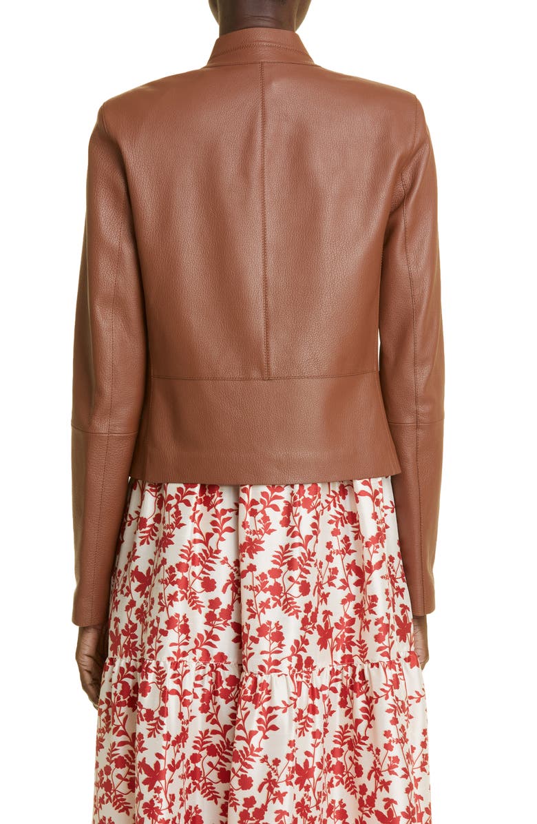 Lafayette 148 New York Split Stand Collar Leather Jacket, Alternate, color,