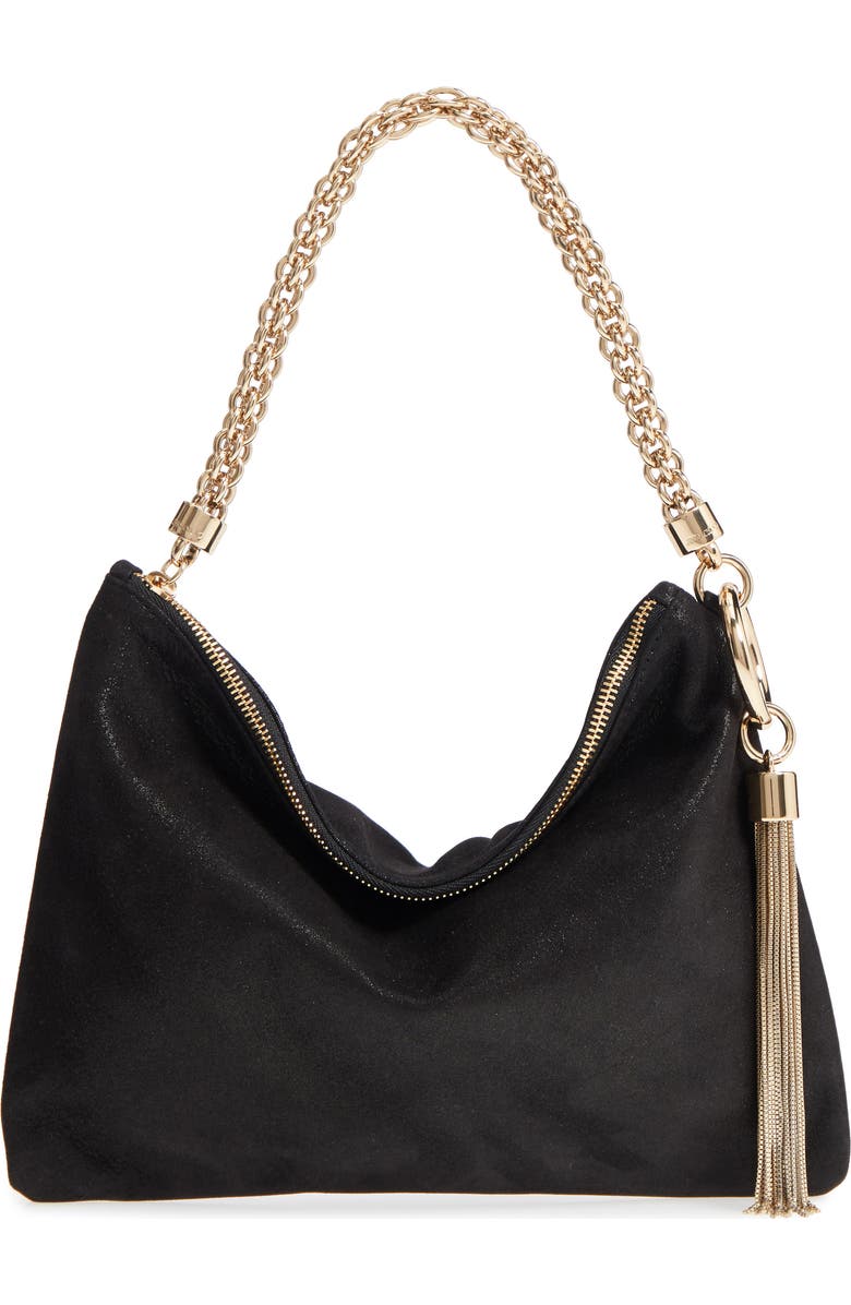 Jimmy Choo Callie Shimmer Suede Clutch, Main, color,