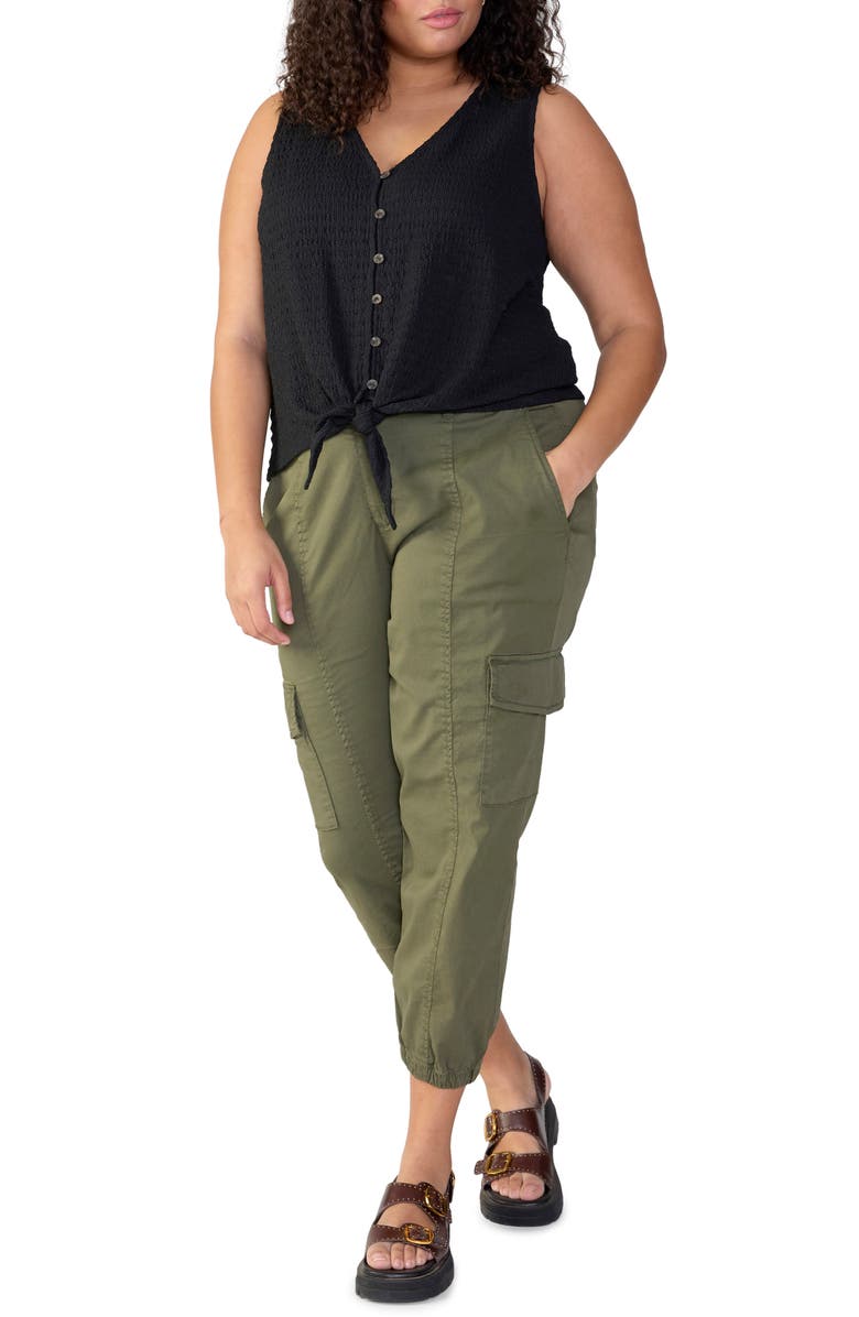 Sanctuary Link Up Crinkle Stripe Tie Hem Sleeveless Top, Alternate, color,