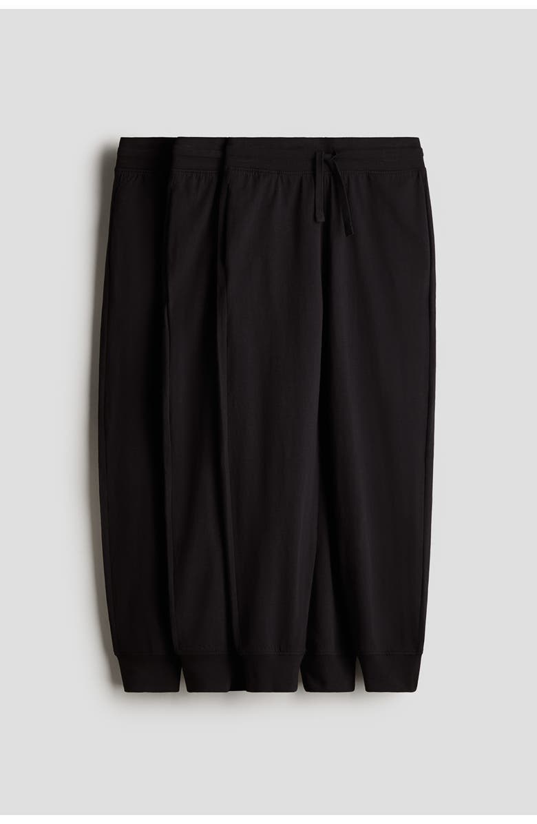 H&M 3-pack Cotton Jersey Joggers, Main, color, Black