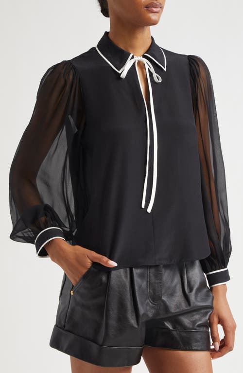 ALICE AND OLIVIA ALICE + OLIVIA ROANNE TIE NECK SILK SHIRT