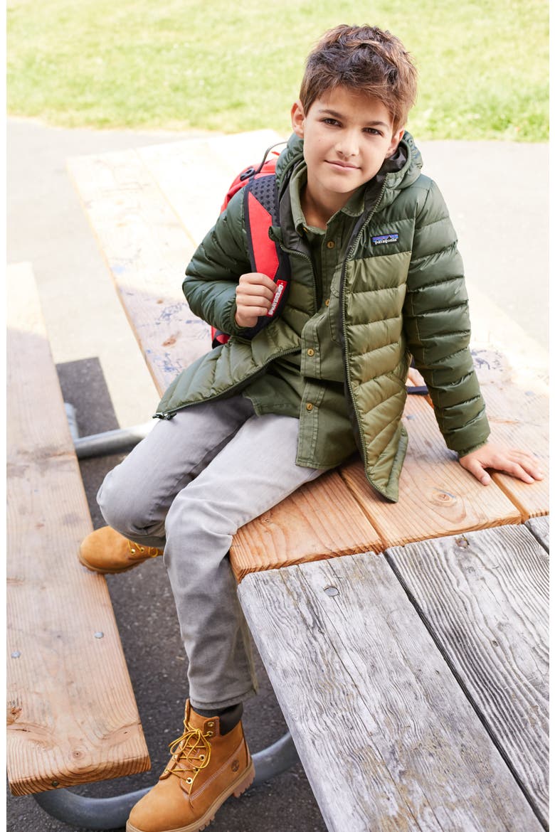 Water Repellent Reversible Down Sweater Hoodie, Alternate, color, FORGE GREY