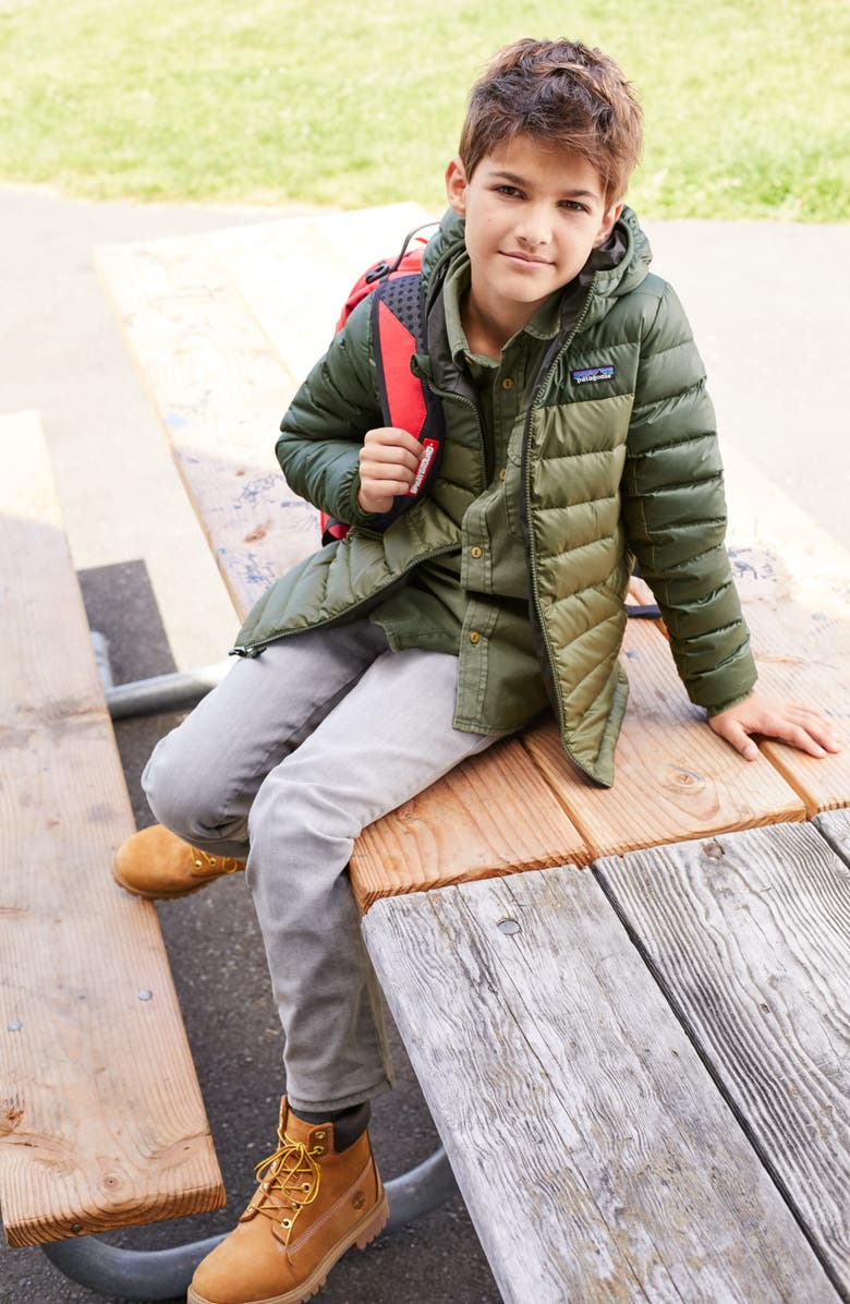 Patagonia Water Repellent Reversible Down Sweater Hoodie, Alternate, color,