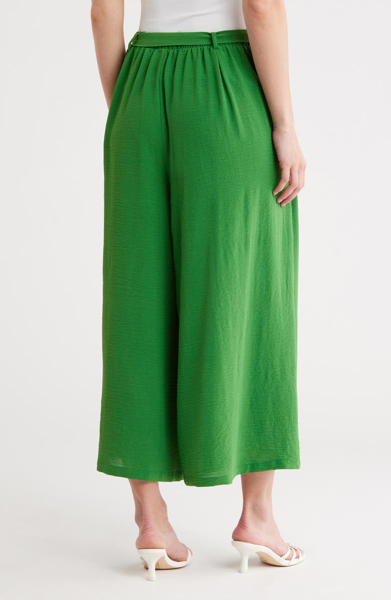 Bobeau Tie Waist Crop Wide Leg Pants, Alternate, color, Bright Green
