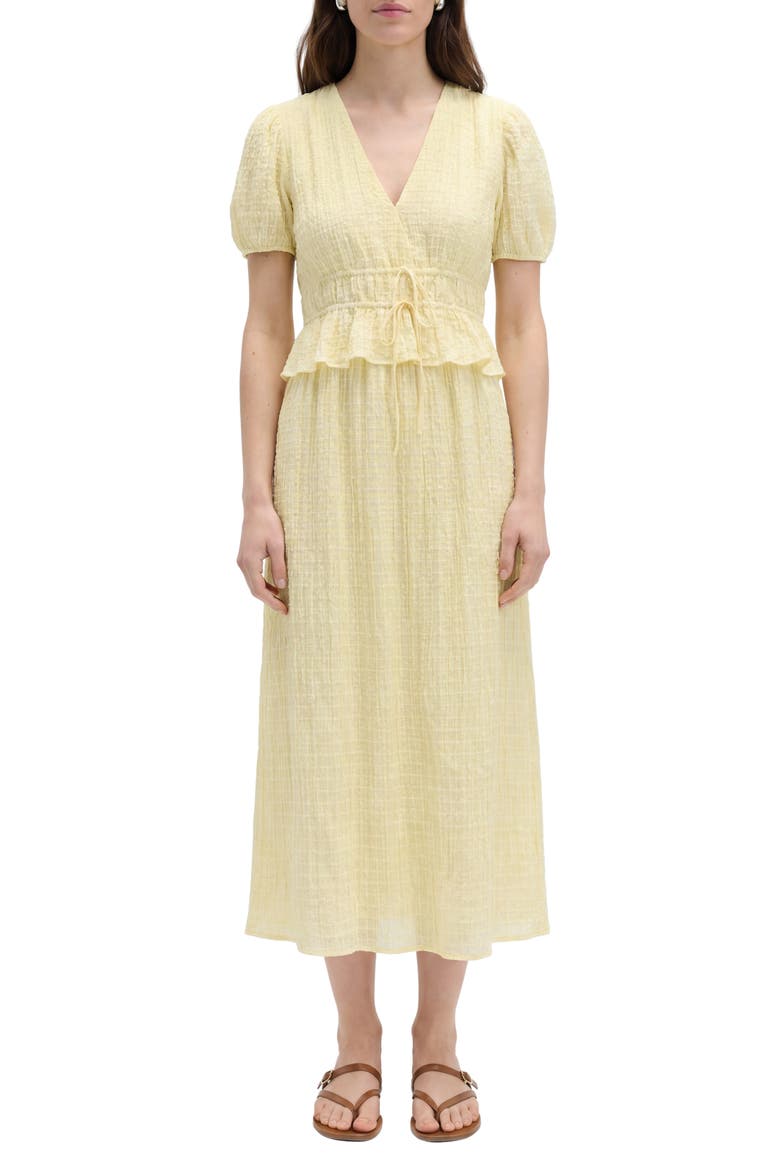 Textured Tie Waist Dress, Main, color, YELLOW