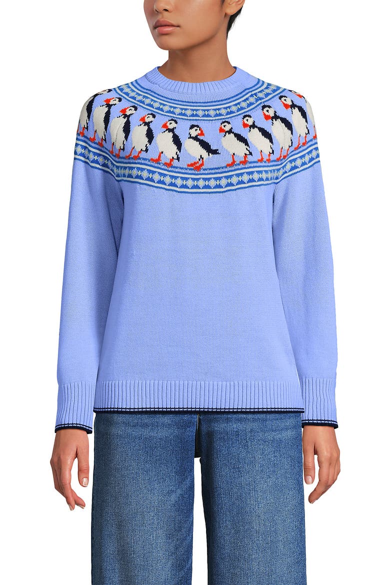 Drifter Jacquard Raglan Crew Neck Sweater, Alternate, color, Puffins/Blue