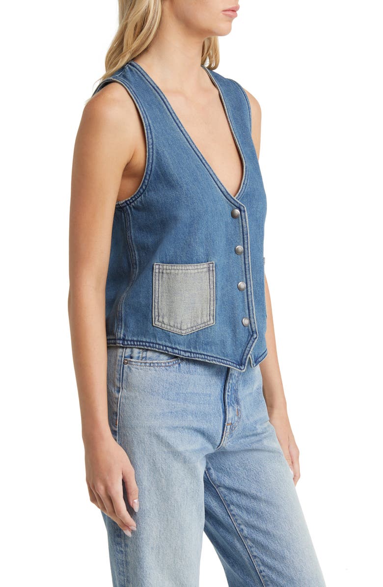 Brixton Frisco Flower Embroidered Denim Vest, Alternate, color, 