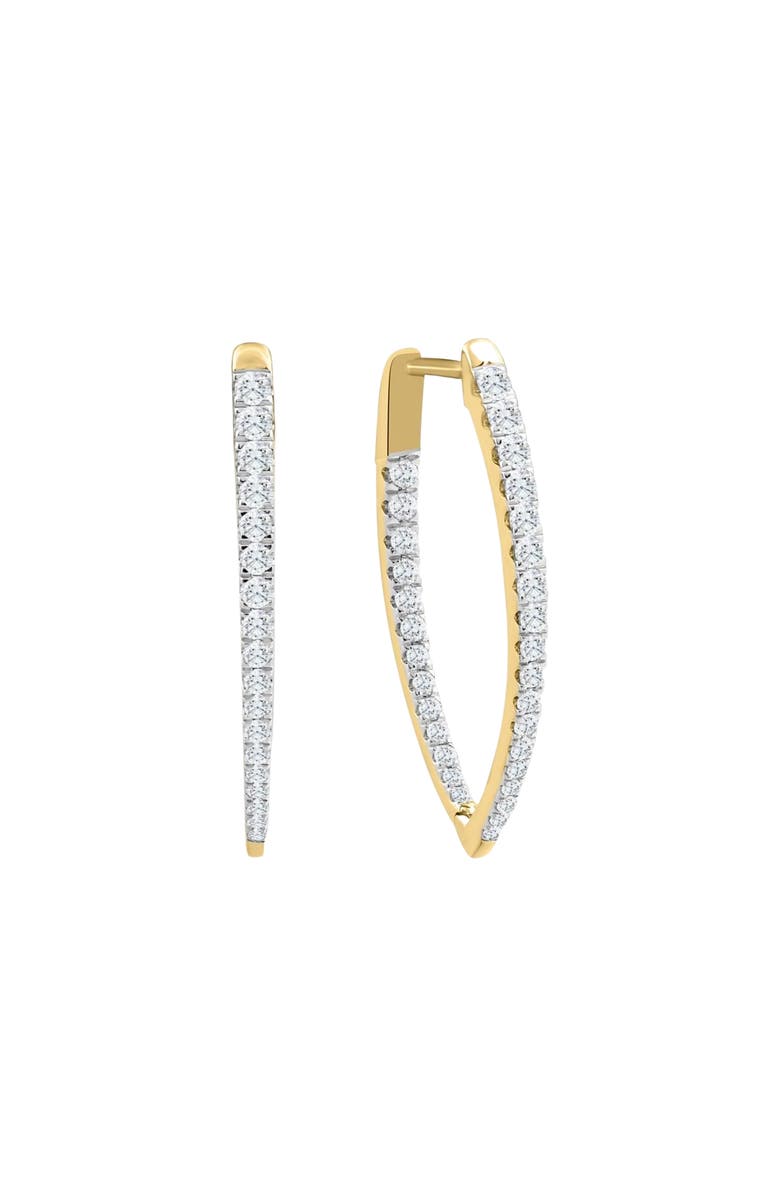 Bliss Diamond .90Ct Diamond Round Cut Pave Inside Outside Hoops Gold Earrings Lab Grown, Main, color, 