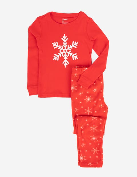 Kids Cotton Top & Fleece Pants Printed Holiday Pajamas (Toddler, Little Kid & Big Kid)