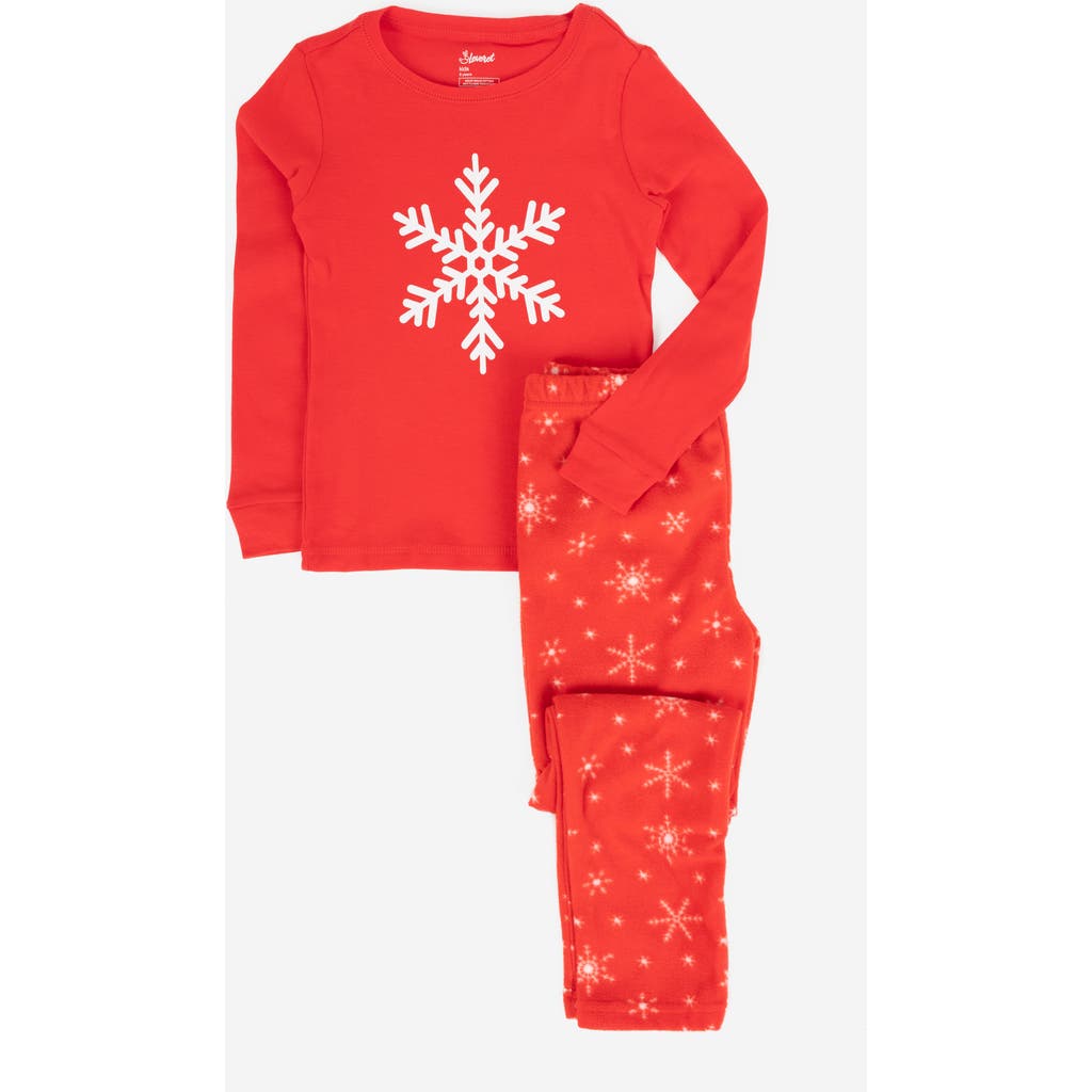 Leveret Kids Cotton Top & Fleece Pants Printed Holiday Pajamas In Multi