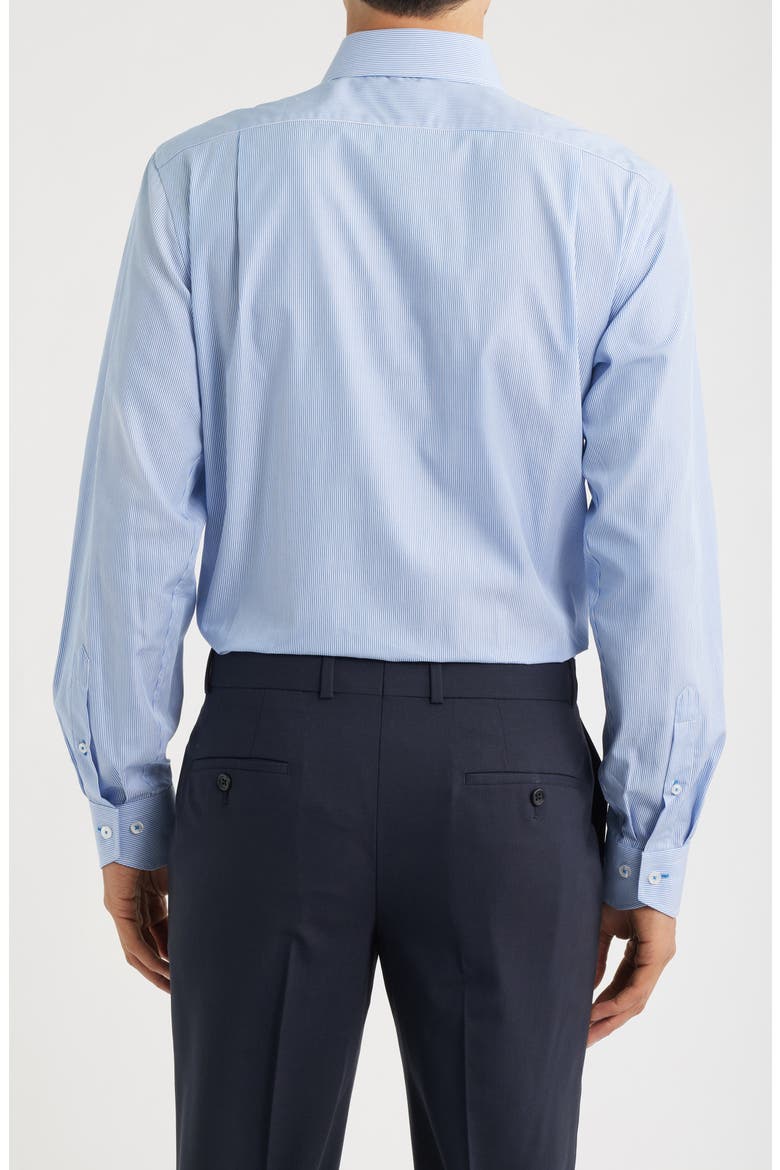 Trim Fit Pinstripe Cotton Dress Shirt, Alternate, color, WHITE/ BLUE