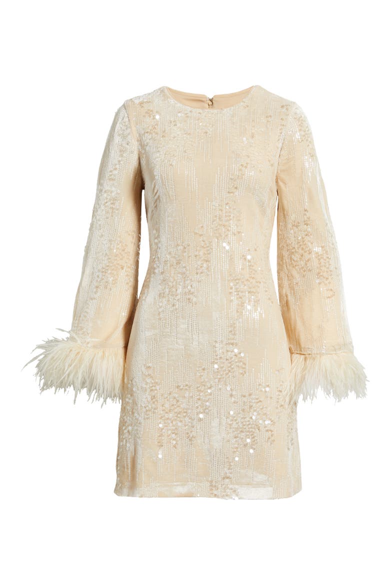 Sequin Embellished Minidress, Alternate, color, CREAM