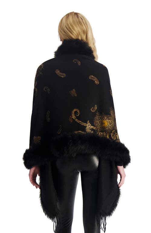 Gorski Double Face Cashmere Stole With Toscana Lamb Trim In Black