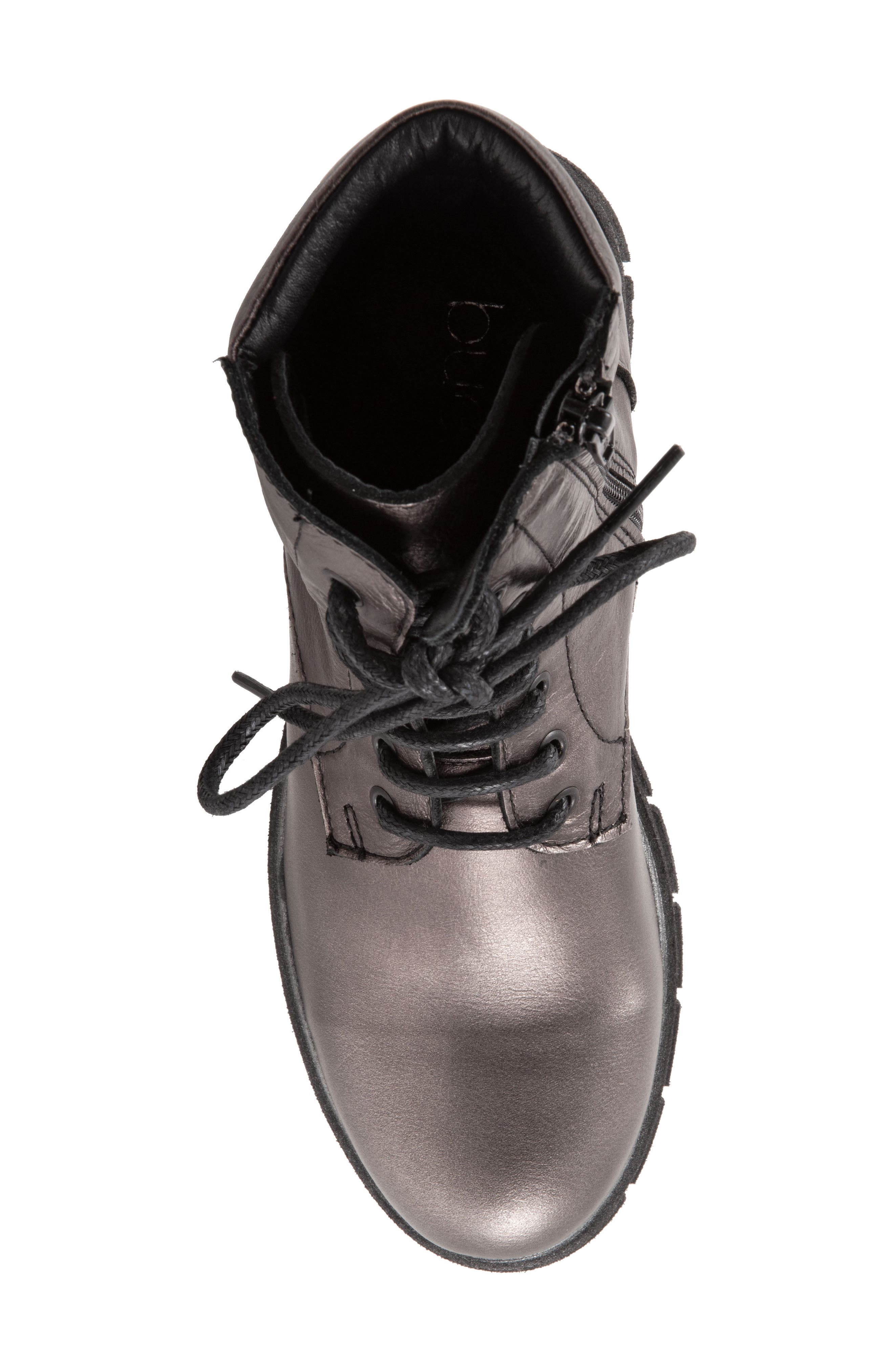 Bueno Rage Lace-Up Combat Boot, Alternate, color, Steel Metallic Leather