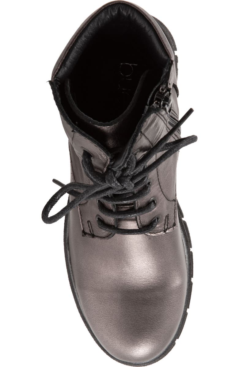 Bueno Rage Lace-Up Combat Boot, Alternate, color, Steel Metallic Leather