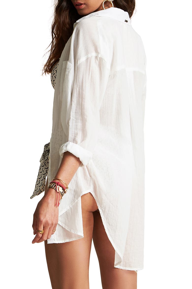 x Sincerely Jules Sail Away Cotton Button-Up Shirt, Alternate, color, COOL WIP