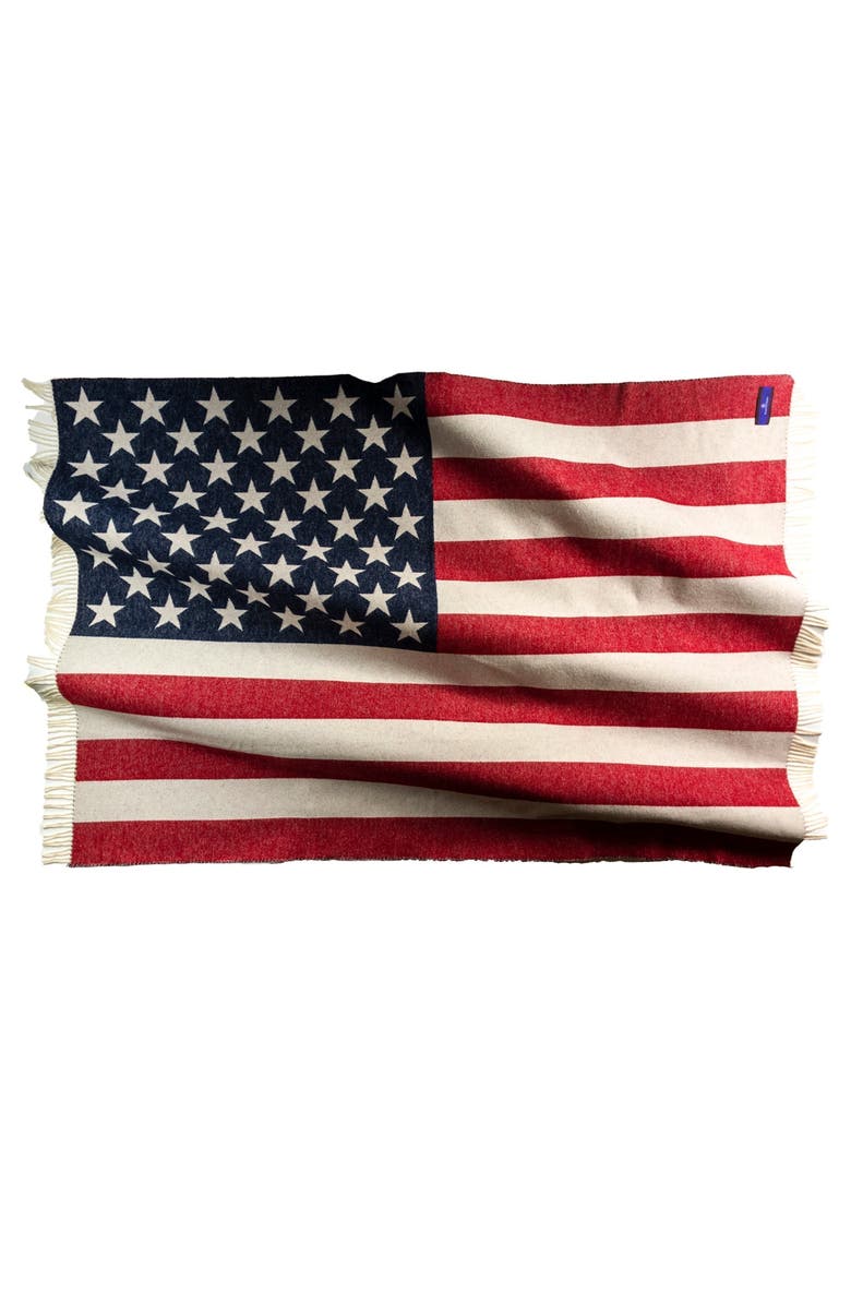 Prince of Scots American Flag Merino Wool Throw, Main, color, Multi Color
