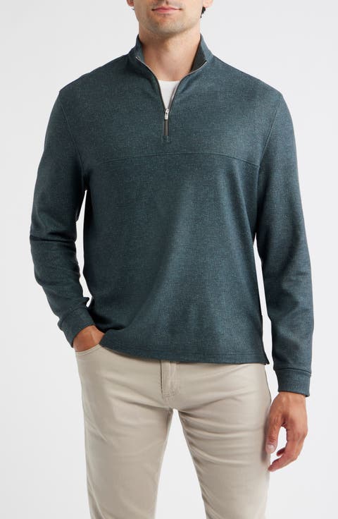 Mikey Printed Check Quarter Zip Pullover