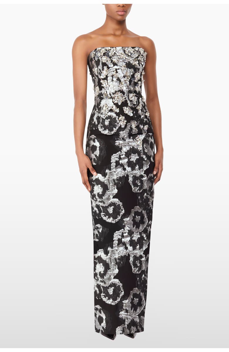 Jenny Packham Jasmine Floral-Jacquard Maxi Dress, Alternate, color, Liquorice