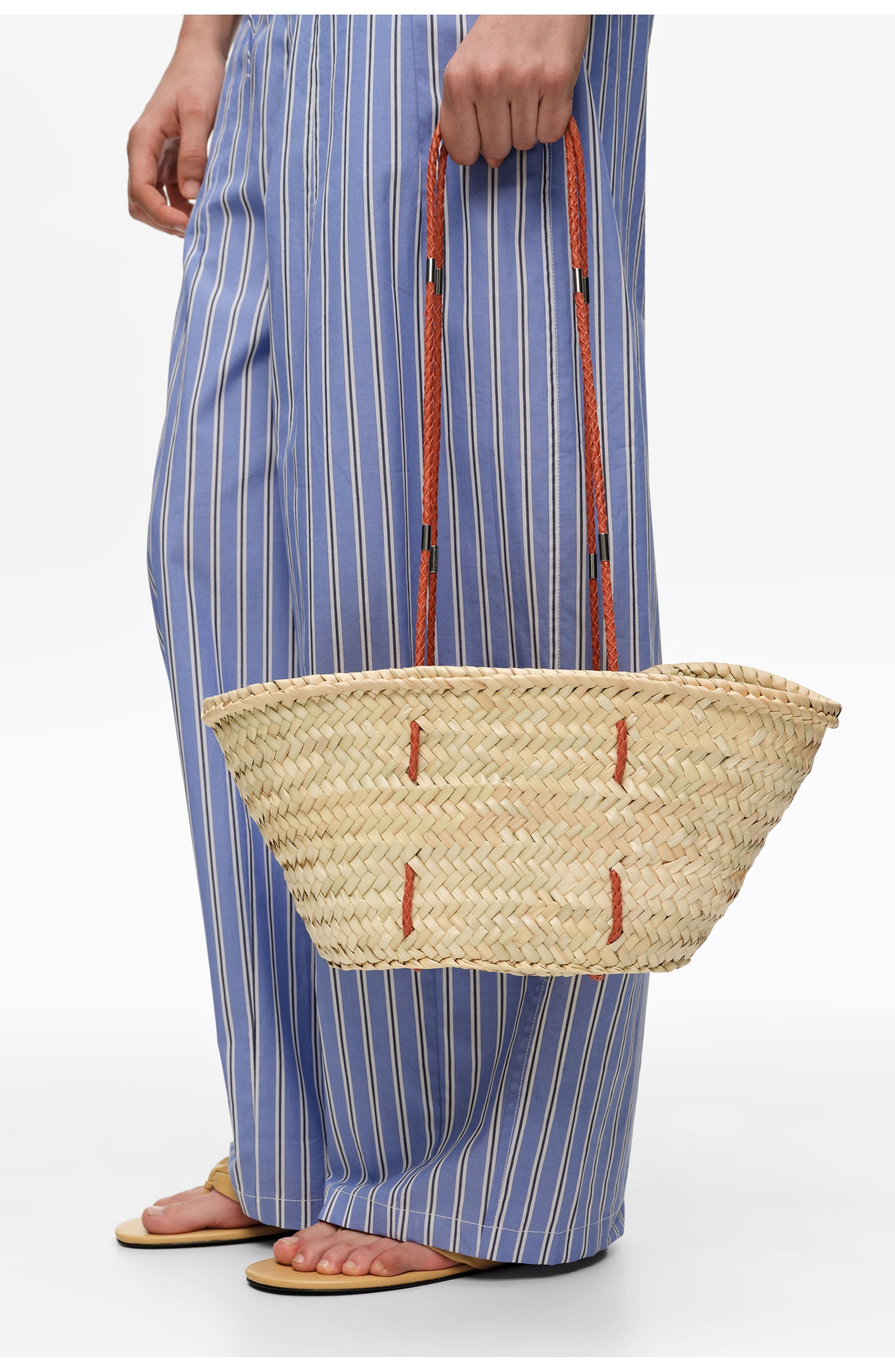 Bimba y Lola Medium Palm Basket Bag, Alternate, color, Natural
