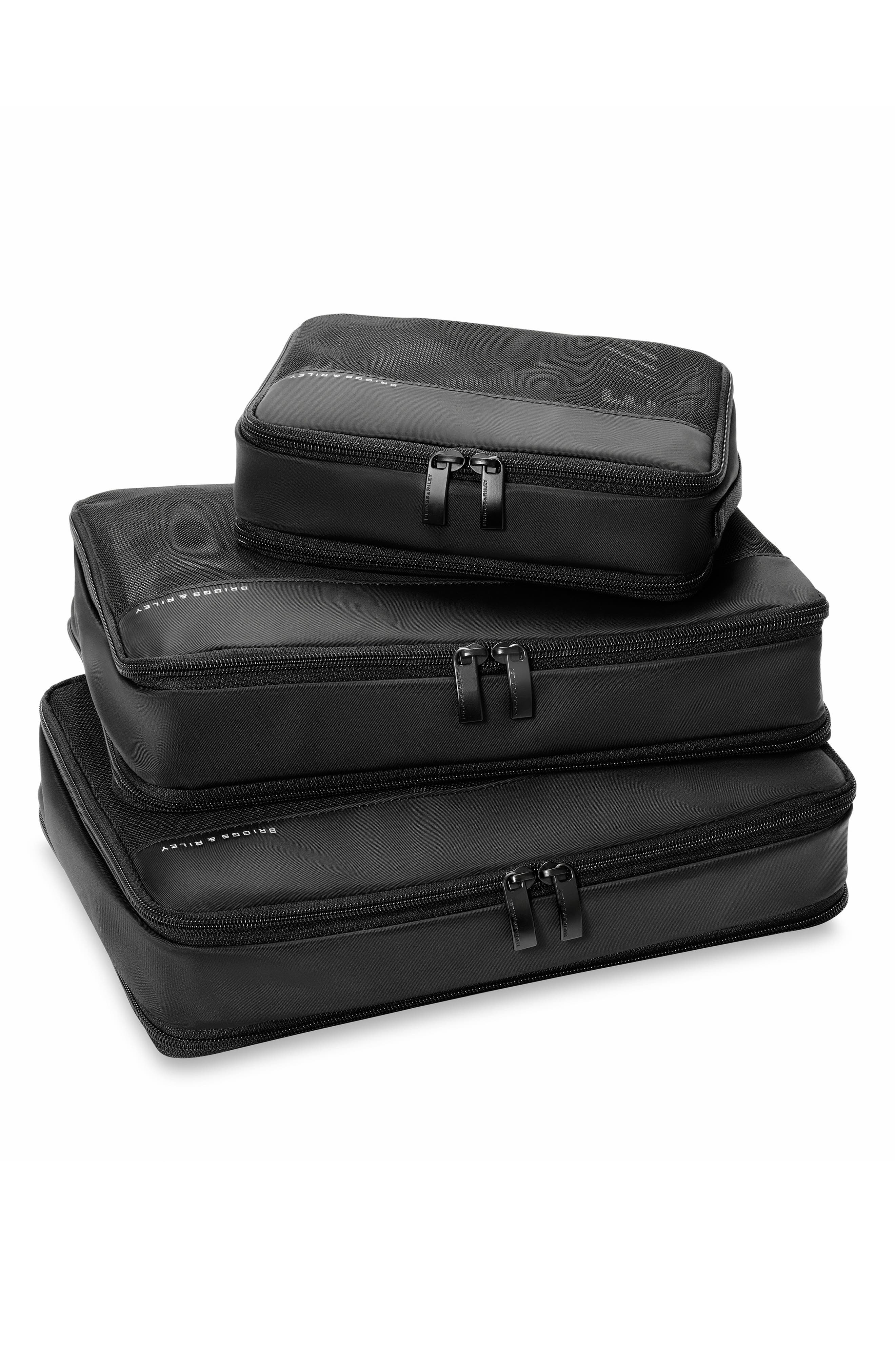 Briggs & Riley 3-Piece Carry-On Compression Packing Cubes, Alternate, color, Black
