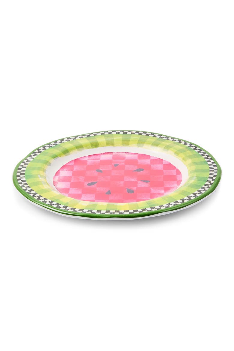 Set of 4 Watermelon Melamine Salad Plates, Alternate, color, GREEN