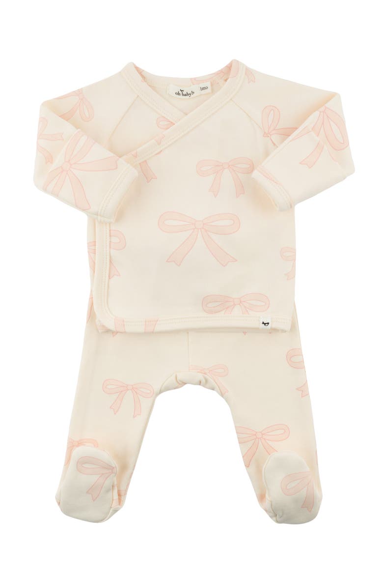 Big Bows Pink Wrap Top Set, Main, color, Milk